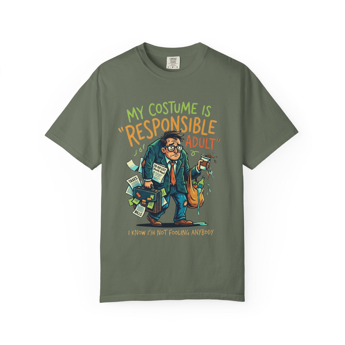 Color: Moss | Responsible Adult Costume Unisex Garment-Dyed Tee