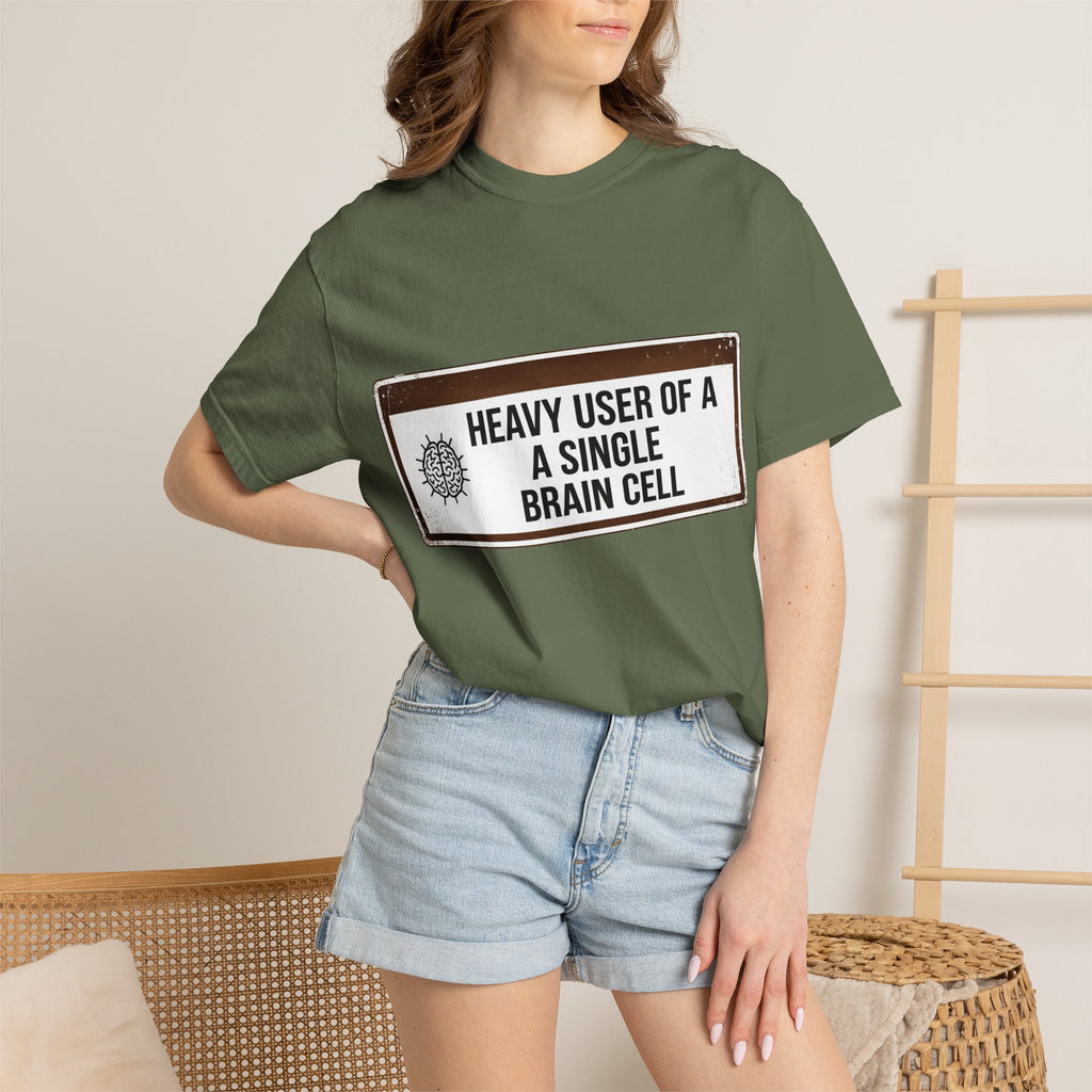 “Heavy User of a Single Brain Cell” Unisex Garment-Dyed T-shirt