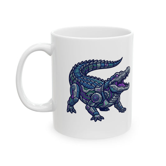 "Cyber Alligator" White Ceramic Mug