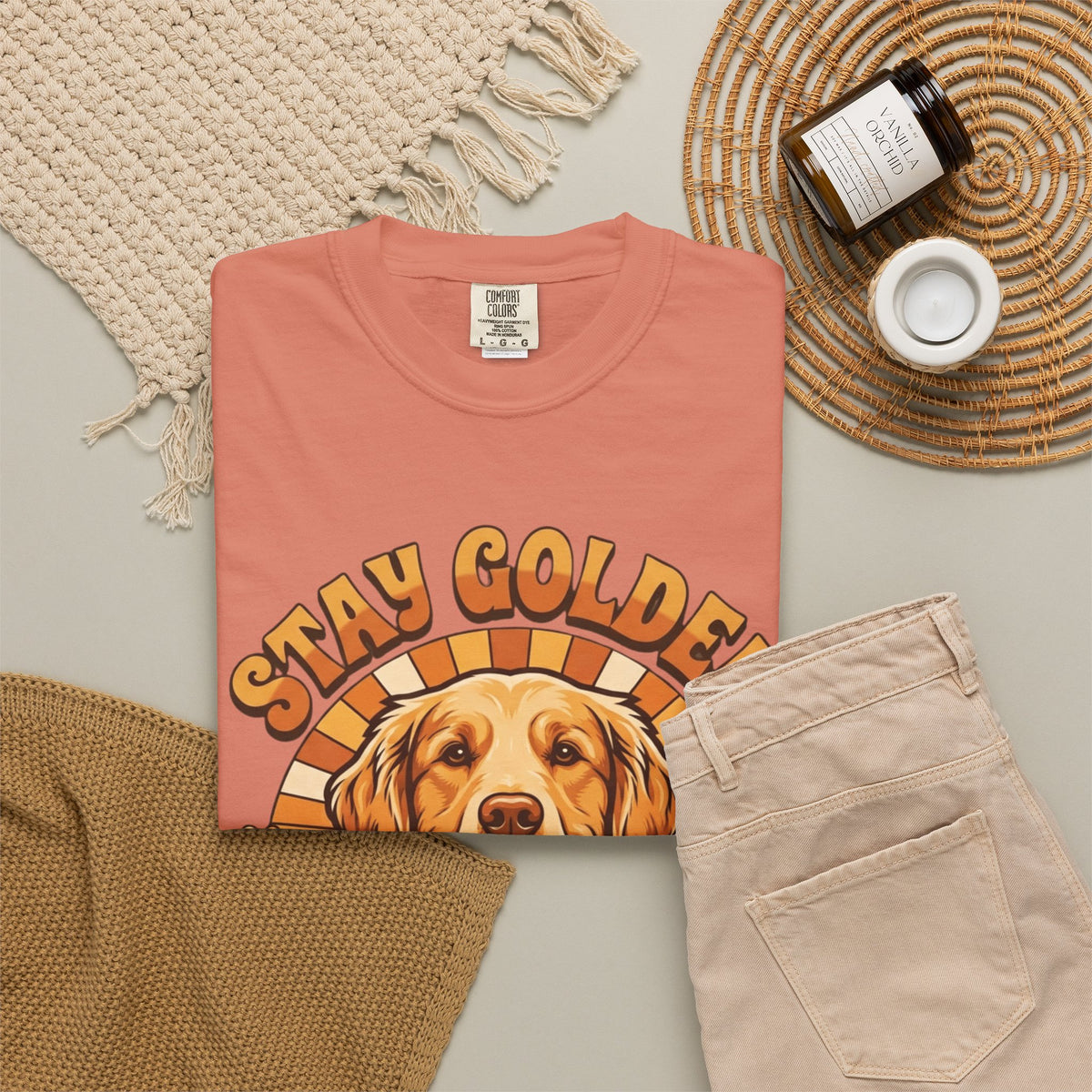 "Stay Golden & Bark On" Unisex Garment-Dyed Tee
