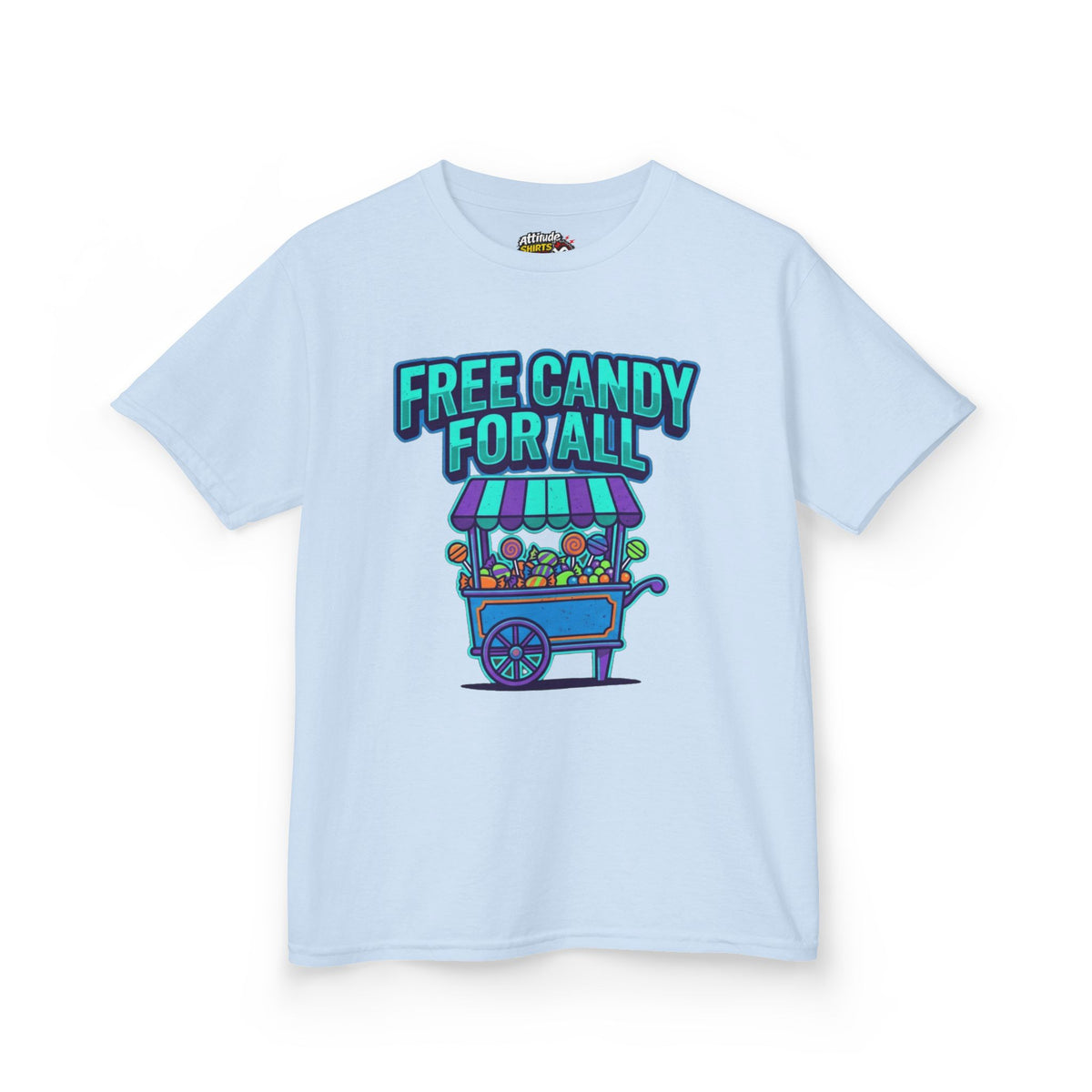 Color: Light Blue | Free Candy For All Kids Tee