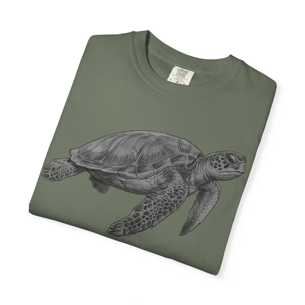 "Pencil Sketch Art Sea Turtle" Unisex Garment-Dyed Tee