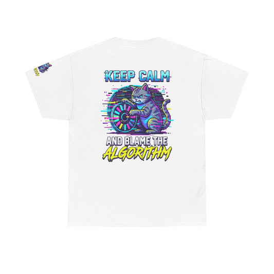 Color: White | Keep Calm And Blame The Algorithm Premium Graphic Tee