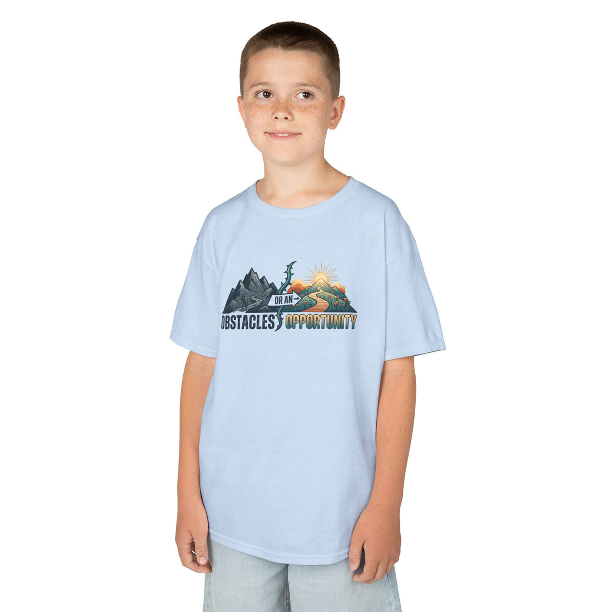 Color: Light Blue | Obstacle Or An Opportunity Kids Tee