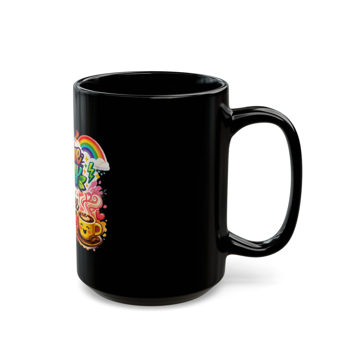 "Fueled by Coffee" Black Ceramic Mug