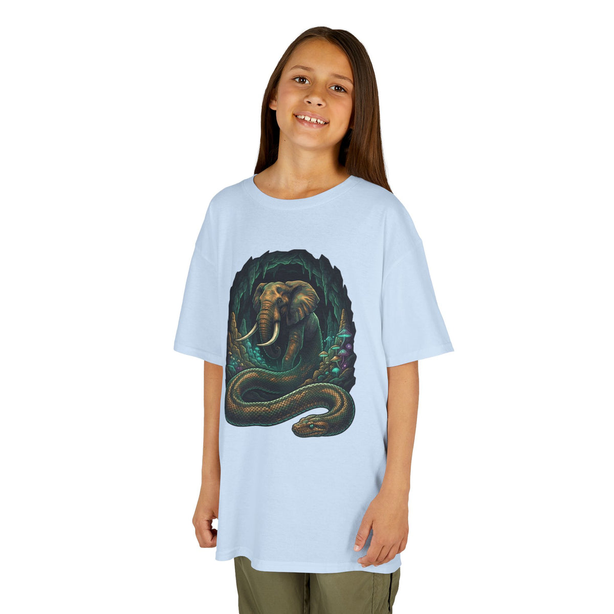 Color: Light Blue | Grootslang (South African Mythology) Kids Tee