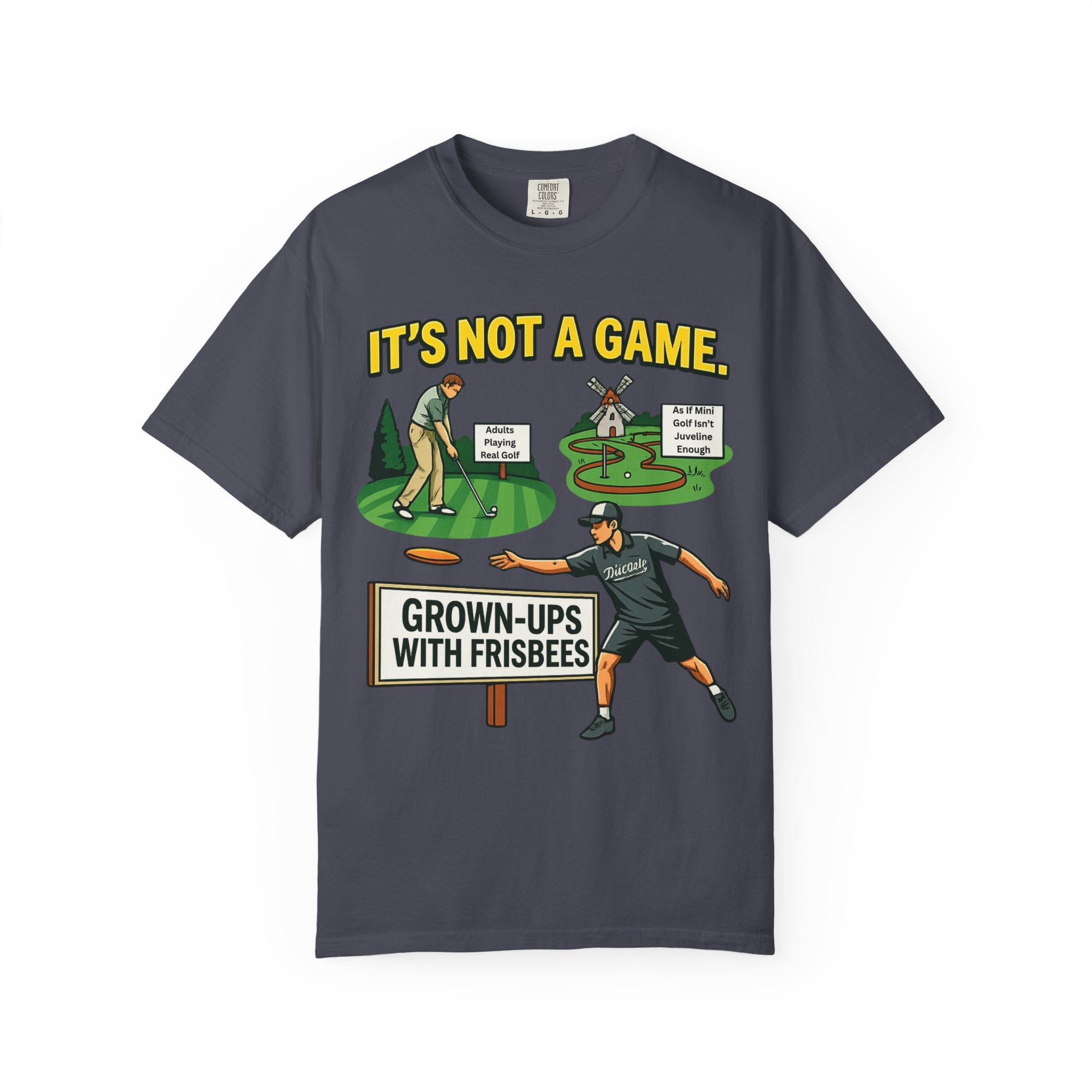 "Grown Ups With Frisbees" Unisex Garment-Dyed T-shirt