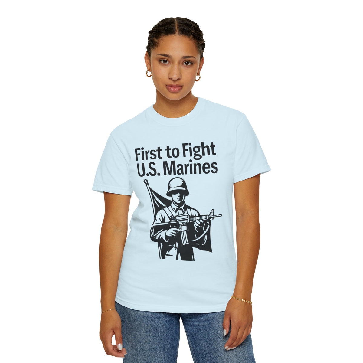 Color: Chambray | First to Fight Unisex Garment-Dyed T-shirt