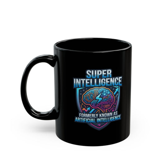 "Super Intelligence" Black Ceramic Mug