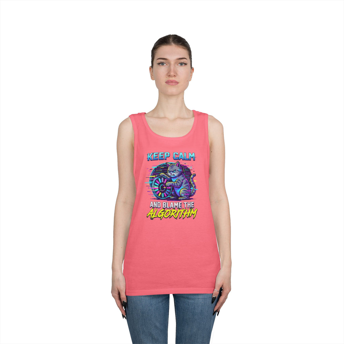 Color: Safety Pink | Keep Calm And Blame The Algorithm Tank Top