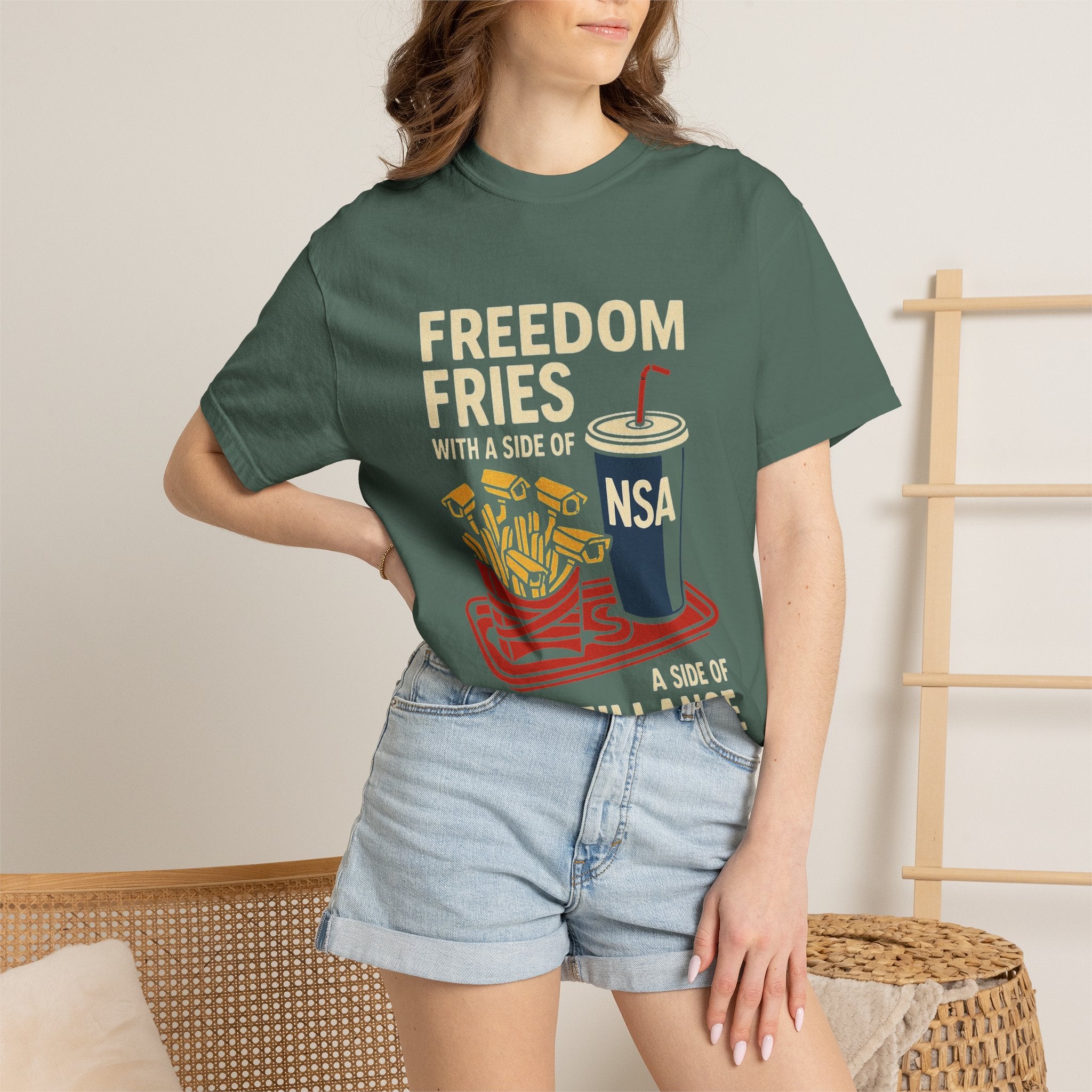 "Freedom Fries (With Extra Eyes)" Unisex Garment-Dyed T-shirt