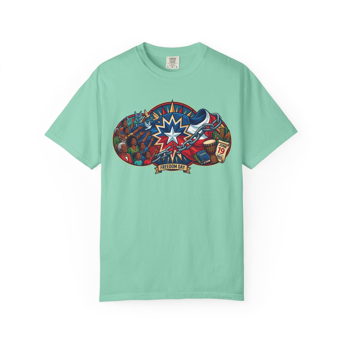 Color: Island Reef | Juneteenth Unisex Garment-Dyed Tee