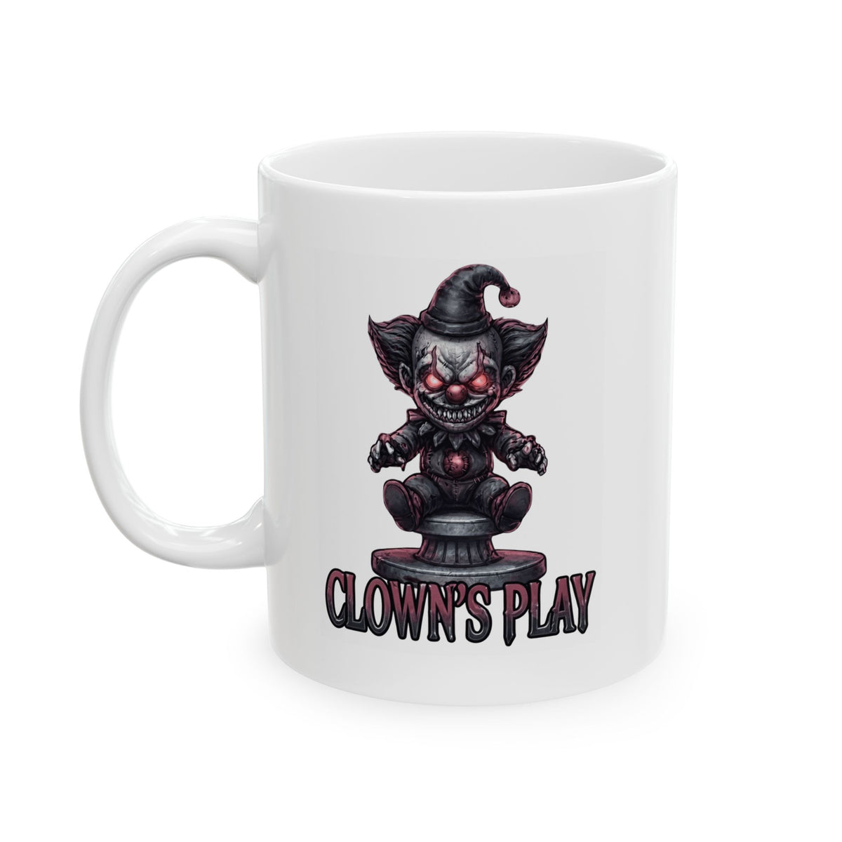 "Clown Play" White Ceramic Mug