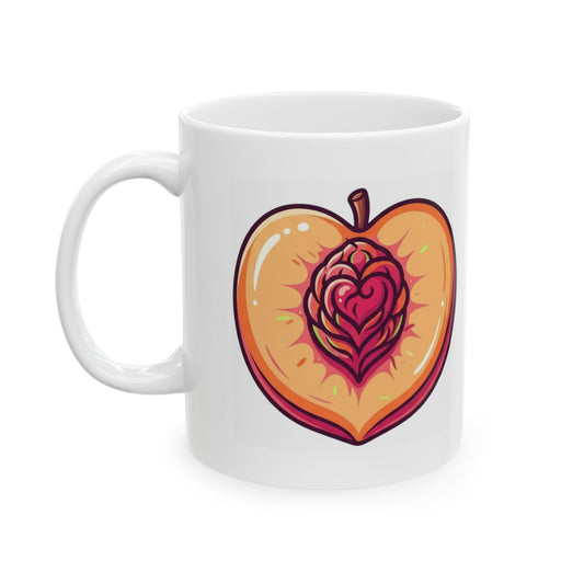 "Warm Sweet Juicy" White Ceramic Mug — Graphic