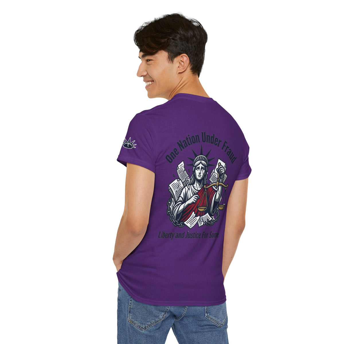 Color: Purple | One Nation Under Fraud Premium Graphic Tee