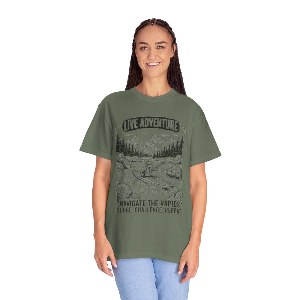 "Live Adventure - Kayak" Unisex Garment-Dyed Tee