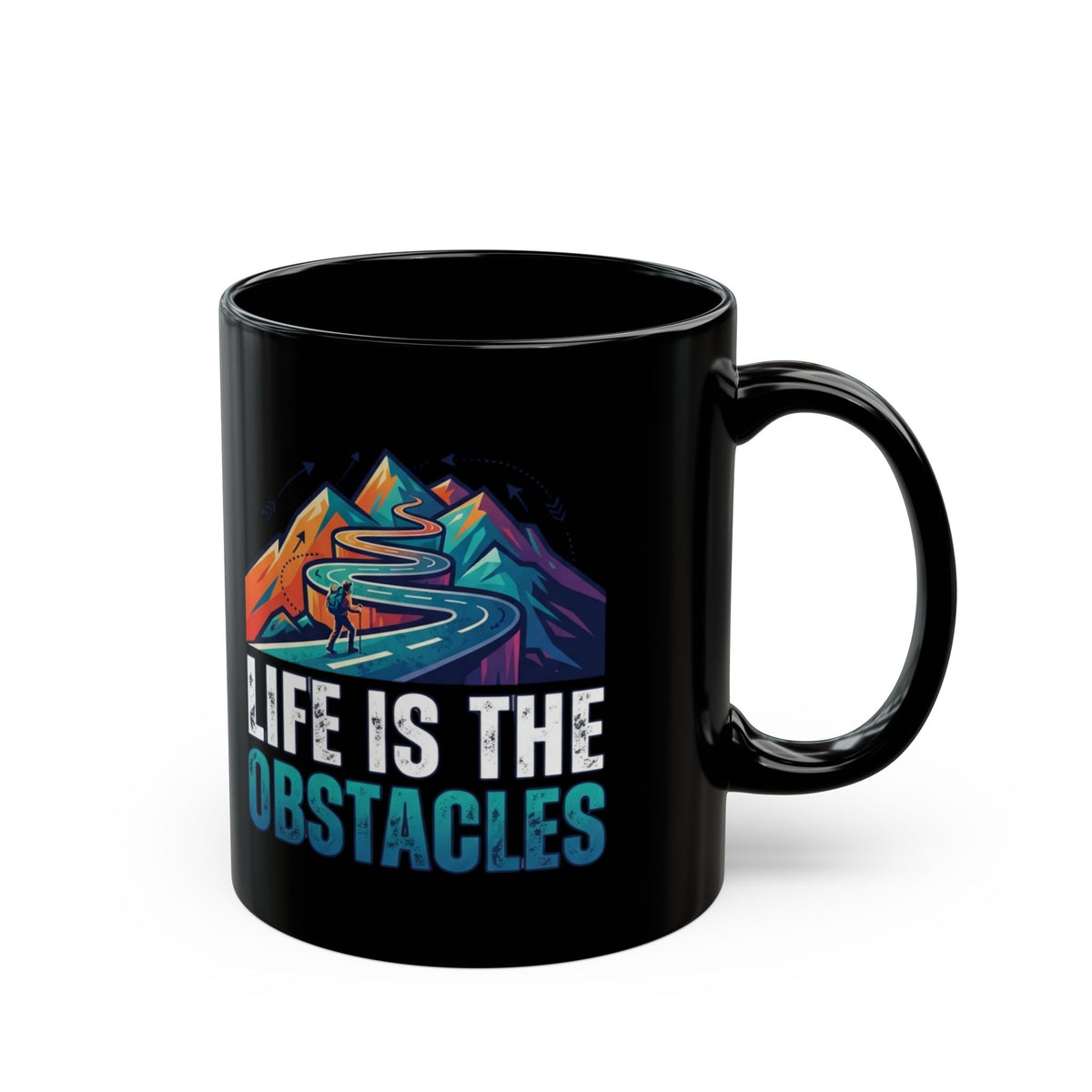 "Life Is The Obstacles" Black Ceramic Mug