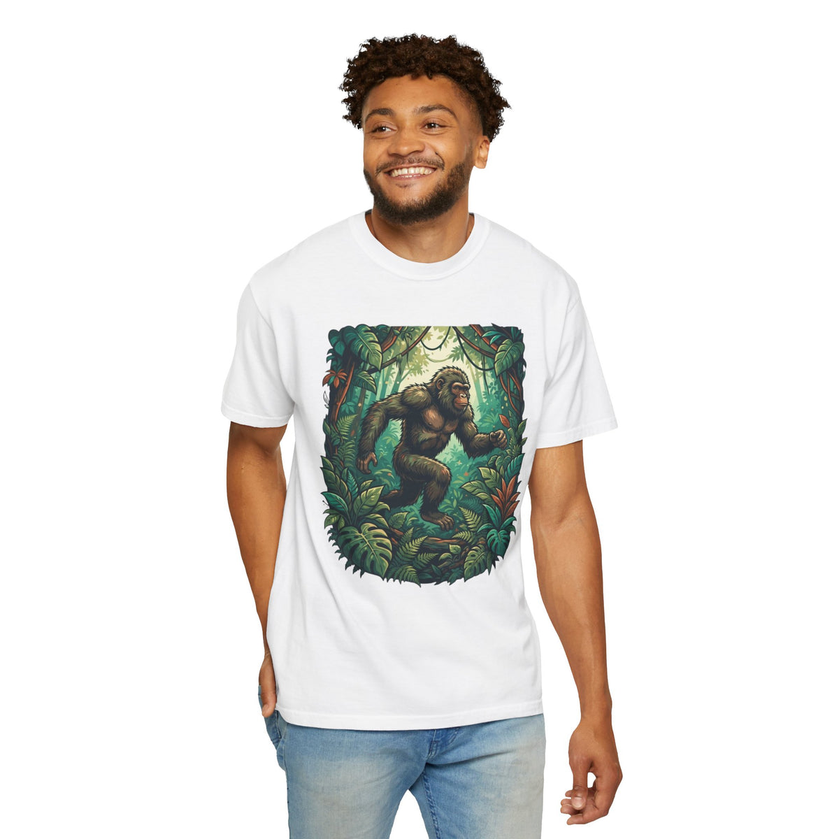 Color: White | The Bukit Timah Monkey Man (Singapore) Unisex Garment-Dyed Tee