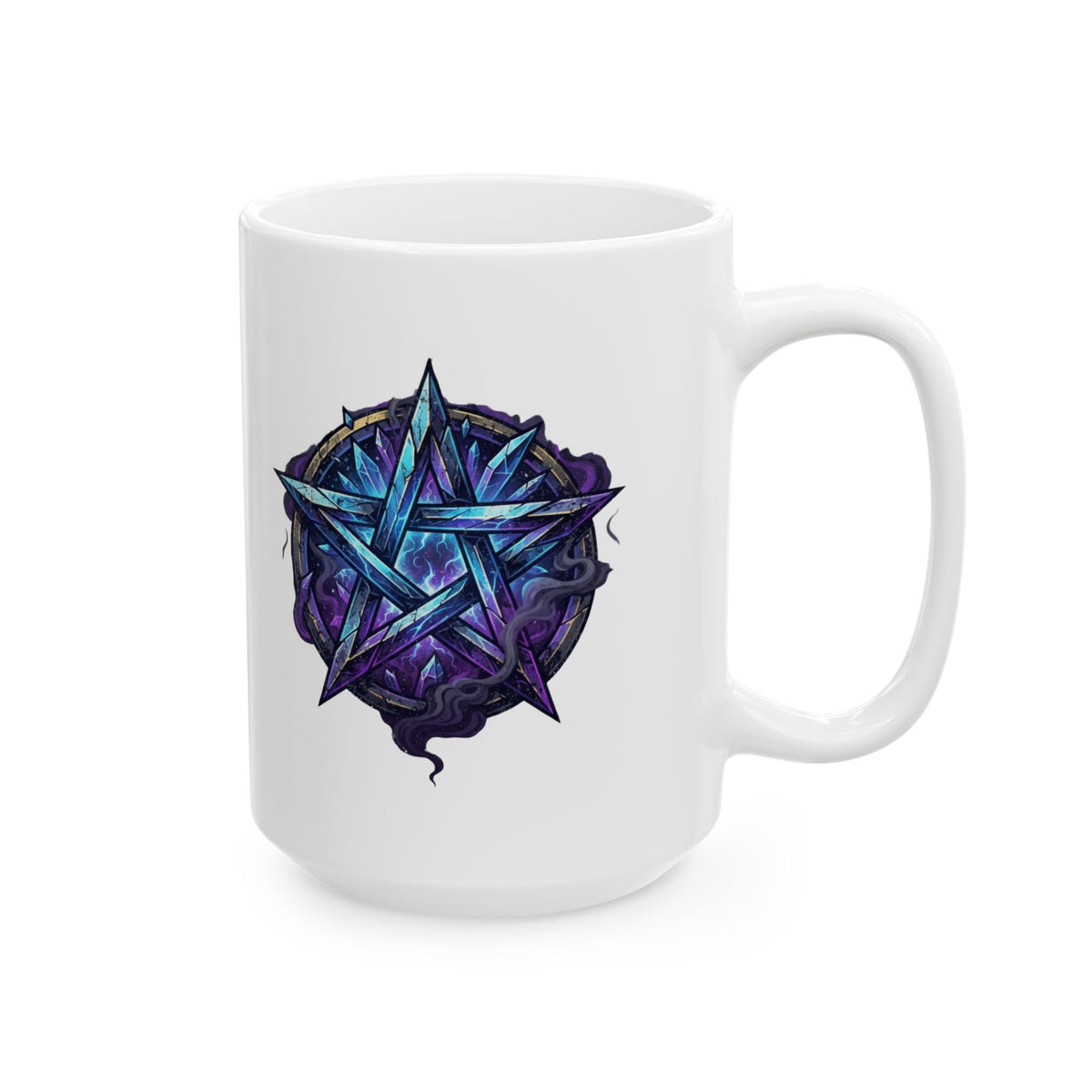 "Cosmic Spectrum Pentacle" White Ceramic Mug — Graphic