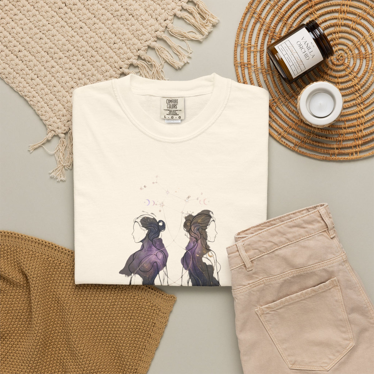 Gemini The Celestial Twins Unisex Garment-Dyed Tee