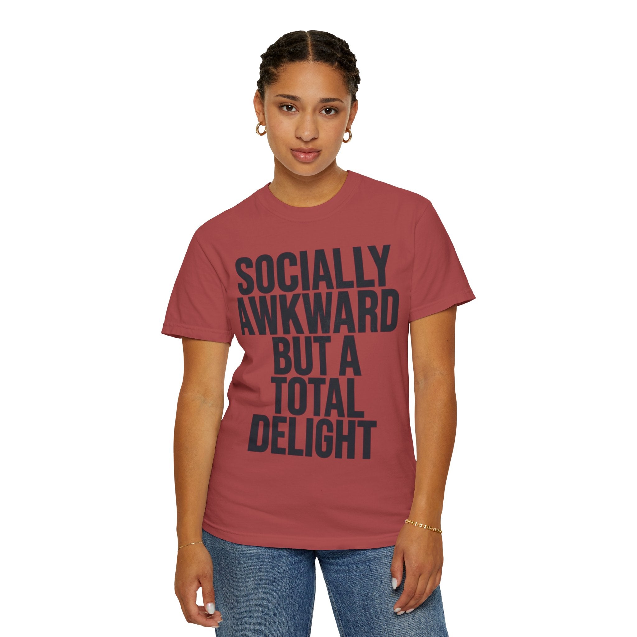 "Socially Awkward But A Total Delight" Unisex Garment-Dyed Tee
