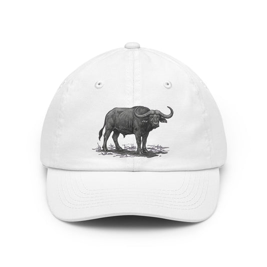 Color: White | Pencil Sketch Art Cape Buffalo Dad Hat