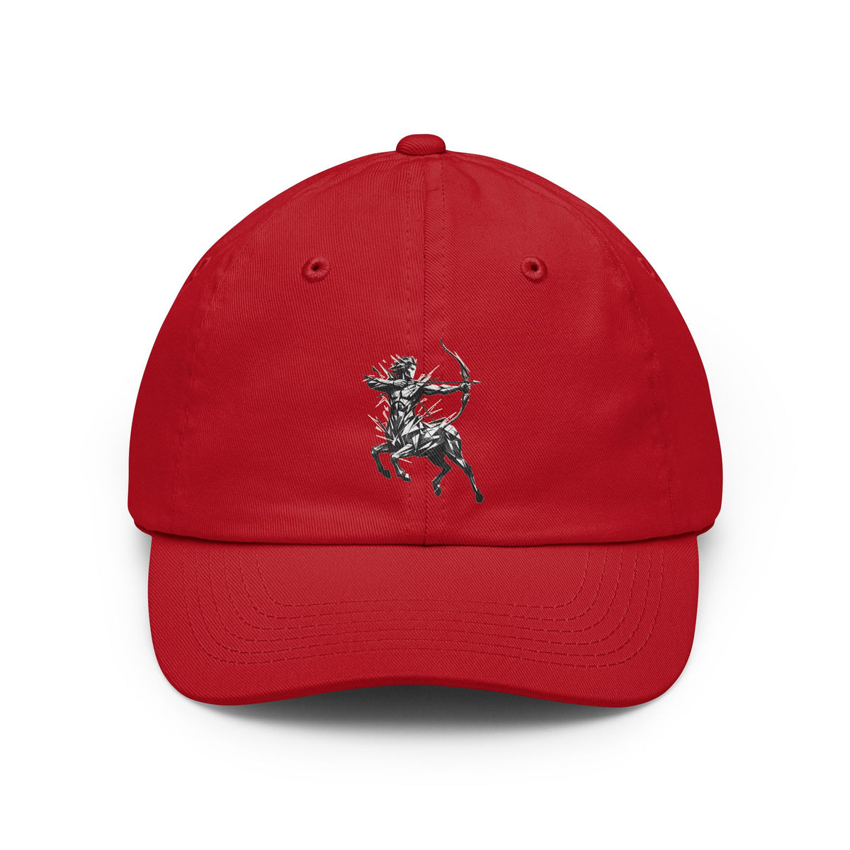 Color: Red | Sagittarius The Archer Centaur Dad Hat — Graphic