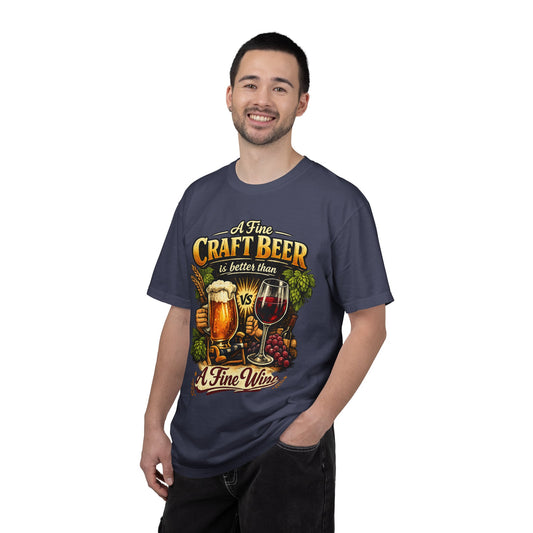 Color: Denim | Craft Beer Better Than Wine Unisex Garment-Dyed Tee