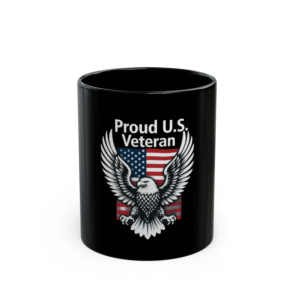 "Proud Veteran" Black Ceramic Mug