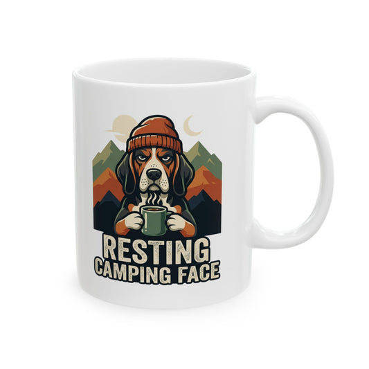 "Resting Camping Face" White Ceramic Mug