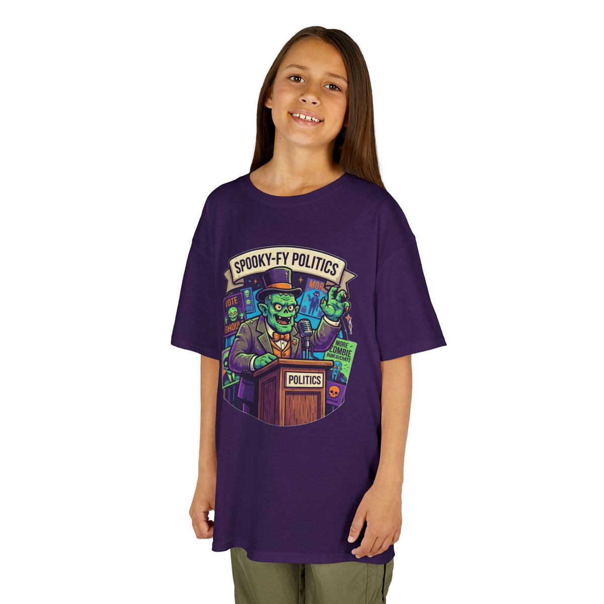Color: Purple | Spooky-Fy Politics Kids Tee