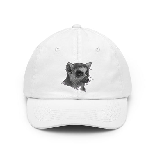 Color: White | Pencil Sketch Art Lemur Dad Hat — Graphic