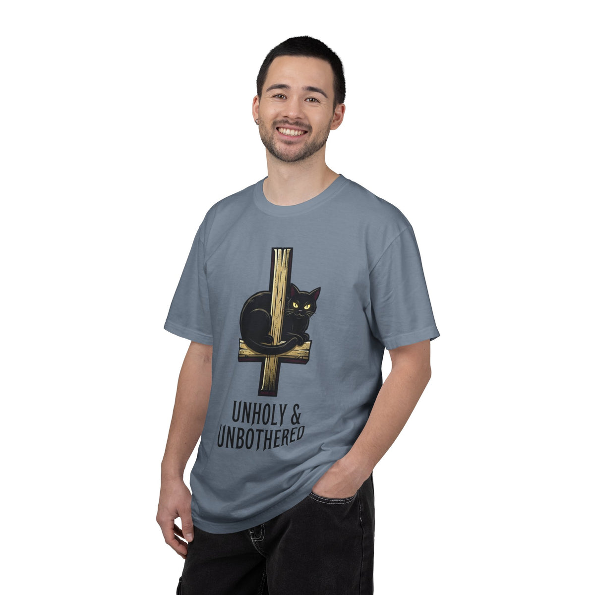 Color: Blue Jean | Unholy and Unbothered Unisex Garment-Dyed Tee