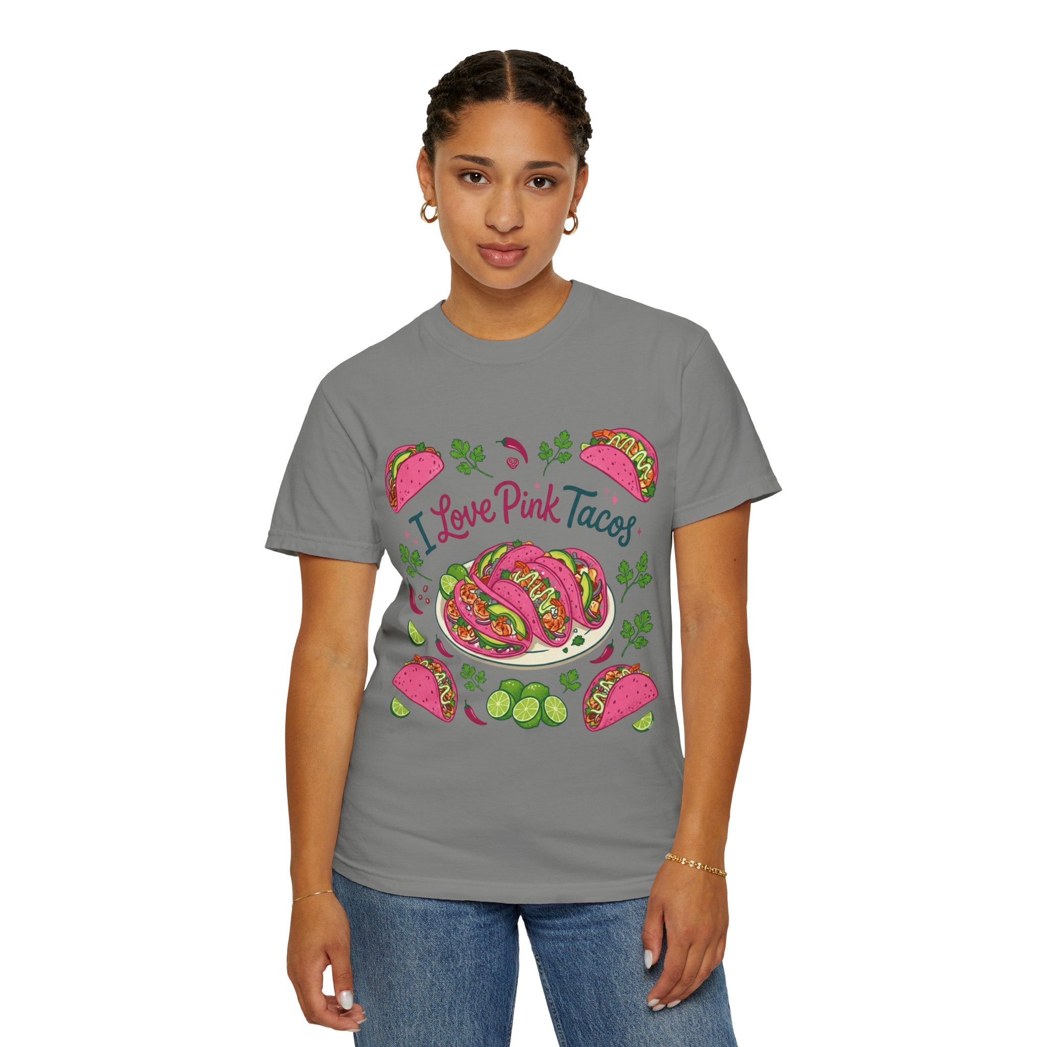 "I Love Pink Tacos" Unisex Garment-Dyed T-shirt