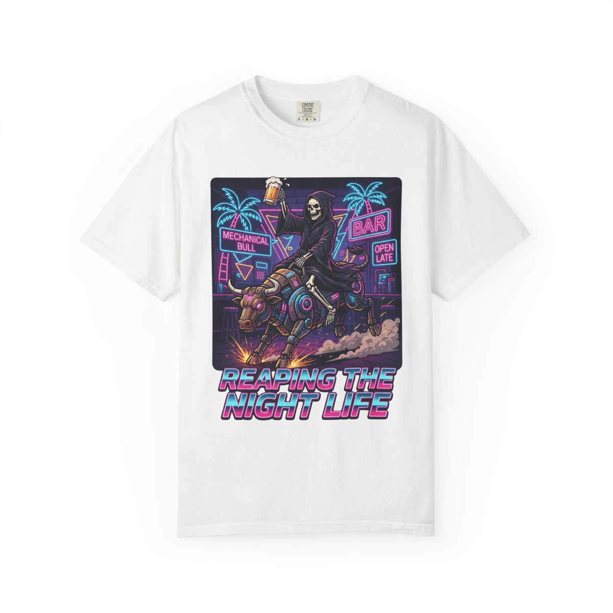 Color: White | Reaping the Night Life Unisex Garment-Dyed Tee