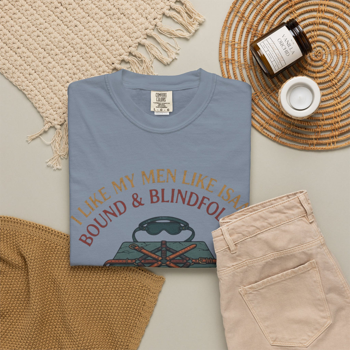 "Good Book Series Bound & Blindfolded" Unisex Garment-Dyed Tee