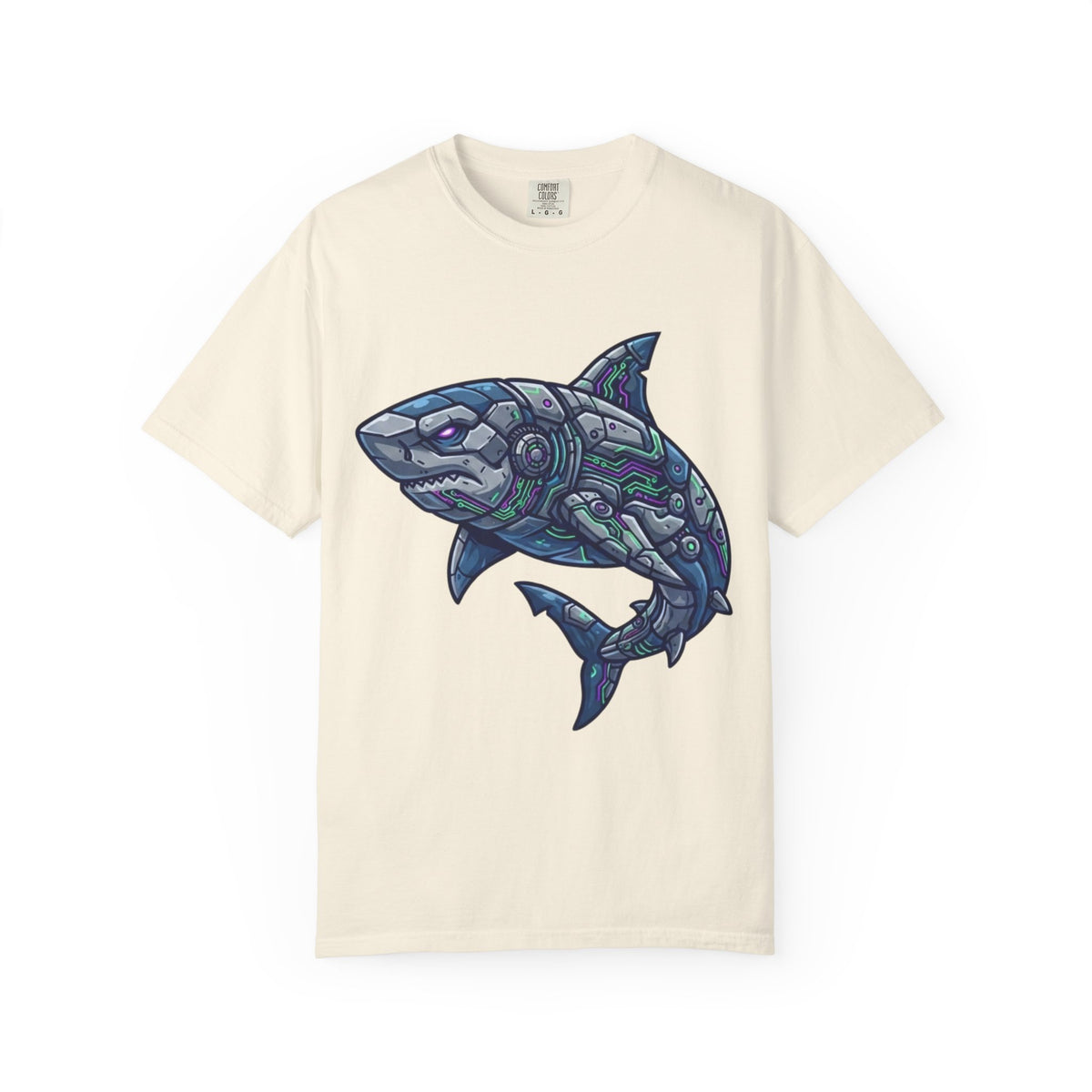 Color: Ivory | Cyber Shark Unisex Garment-Dyed Tee