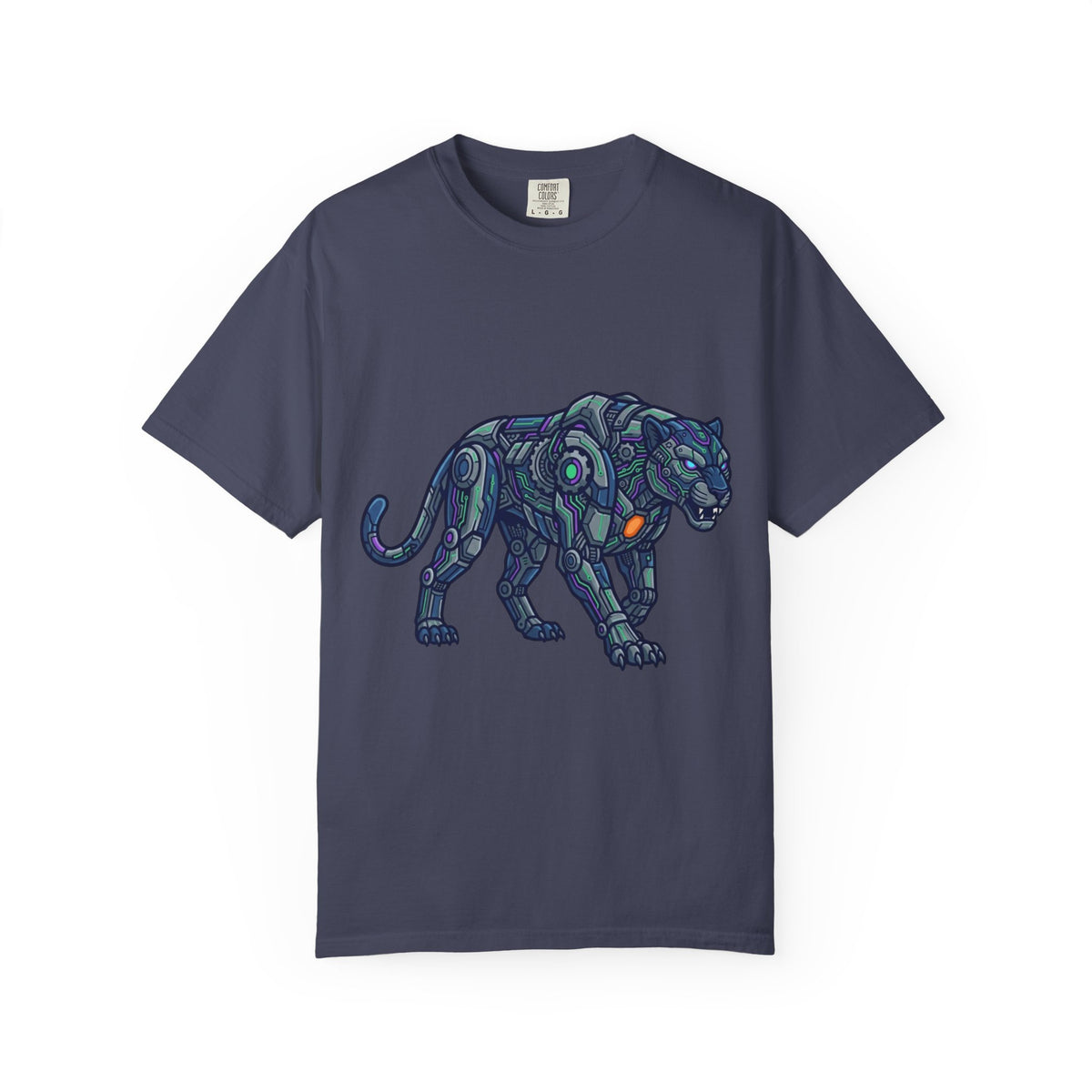 Color: Denim | Cyber Panther Unisex Garment-Dyed Tee