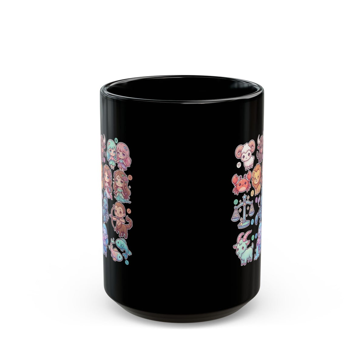 "Cute Chibi Zodiac" Black Ceramic Mug