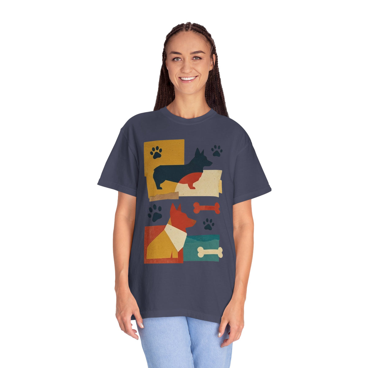 Color: Denim | Dogs and Bones Unisex Garment-Dyed Tee