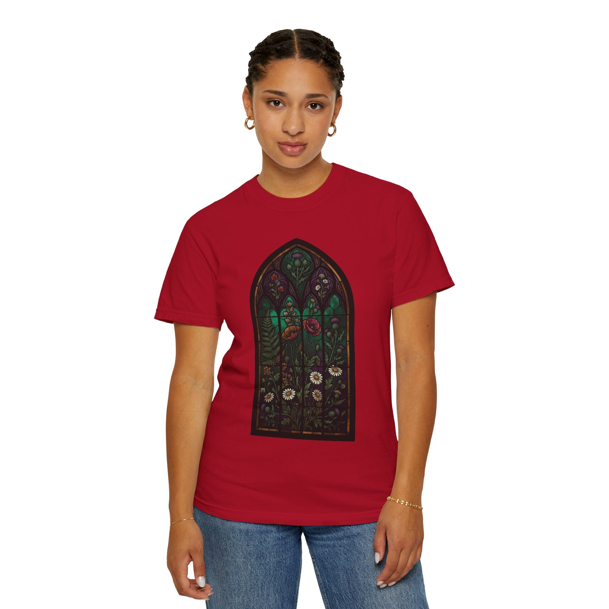 "Stained Glass Floral" Unisex Garment-Dyed Tee