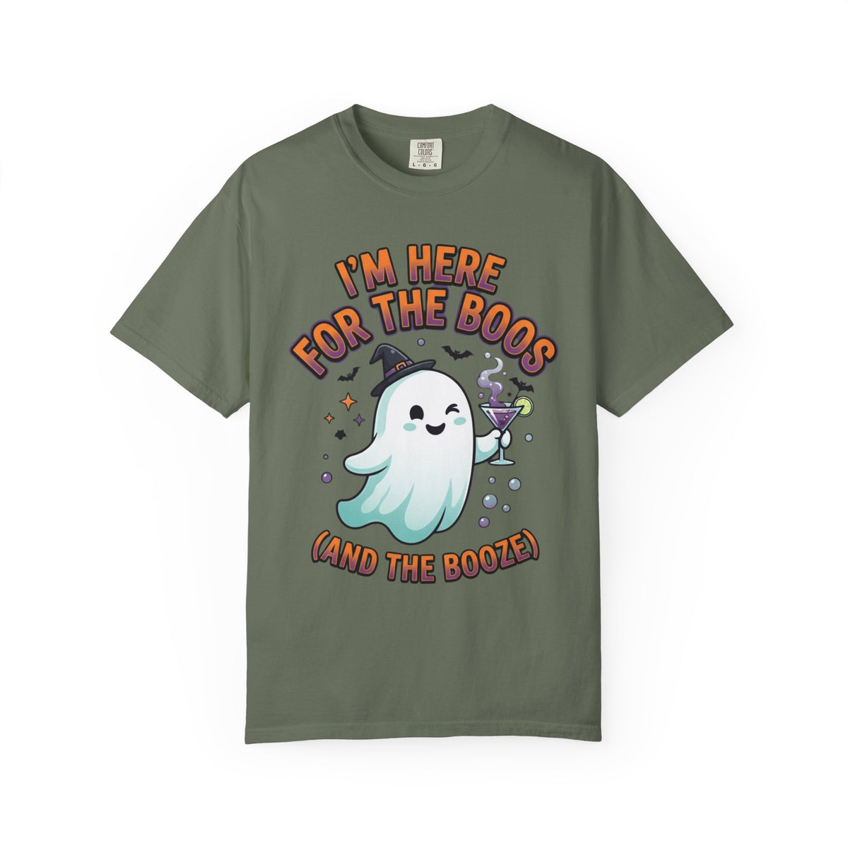 Color: Moss | I'm Here For The Boos Unisex Garment-Dyed Tee