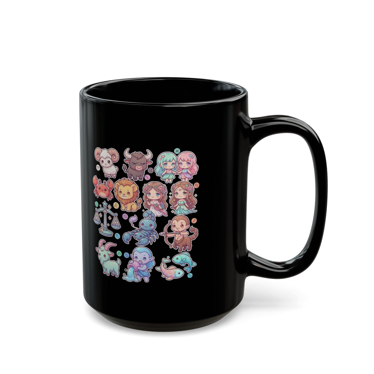 "Cute Chibi Zodiac" Black Ceramic Mug