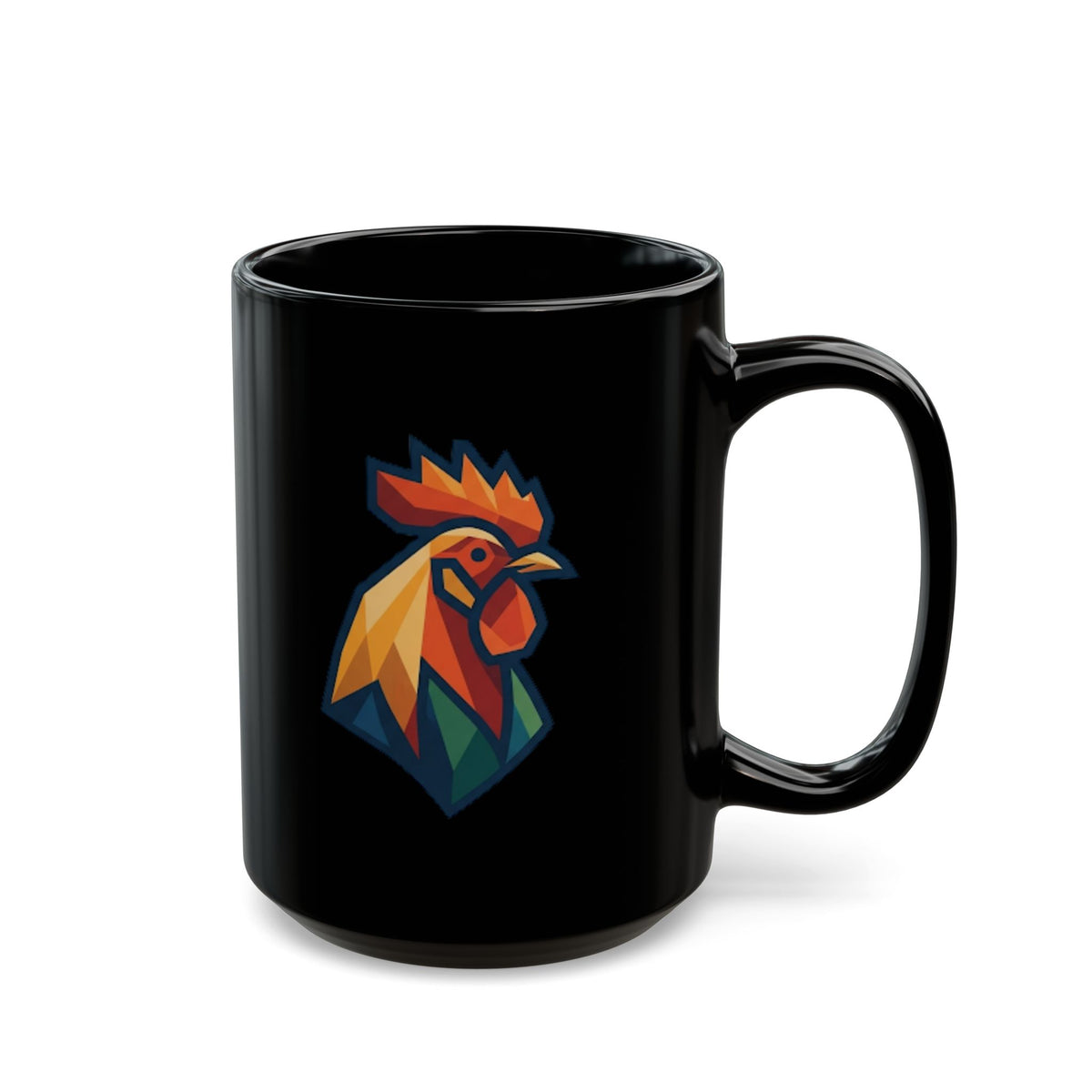 "Barnyard Rooster" Black Ceramic Mug — Graphic