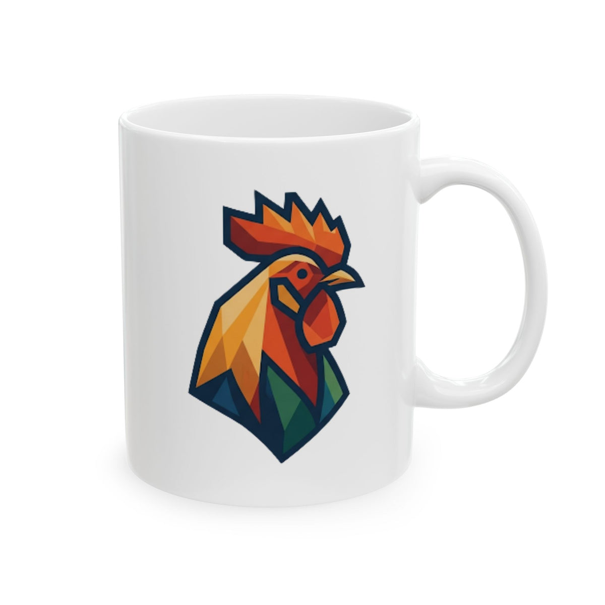 "Barnyard Rooster" White Ceramic Mug — Graphic