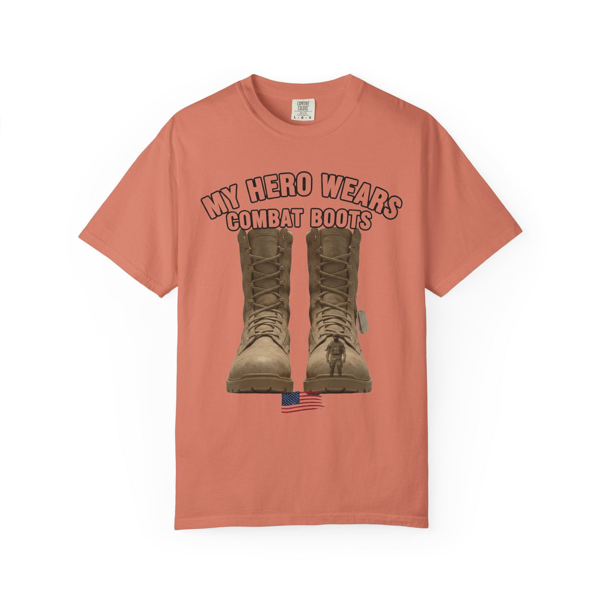 Color: Terracotta | My Hero Wears Combat Boots Unisex Garment-Dyed T-shirt