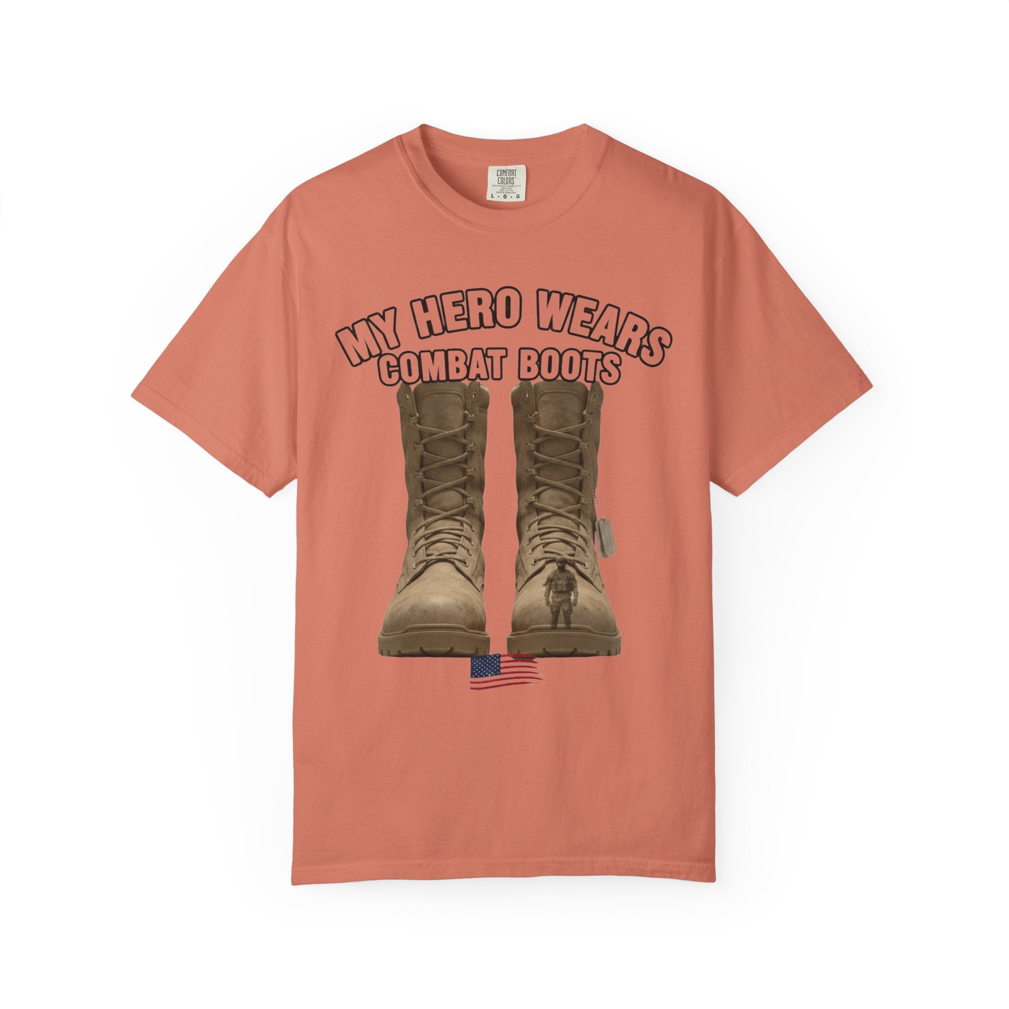 "My Hero Wears Combat Boots" Unisex Garment-Dyed T-shirt