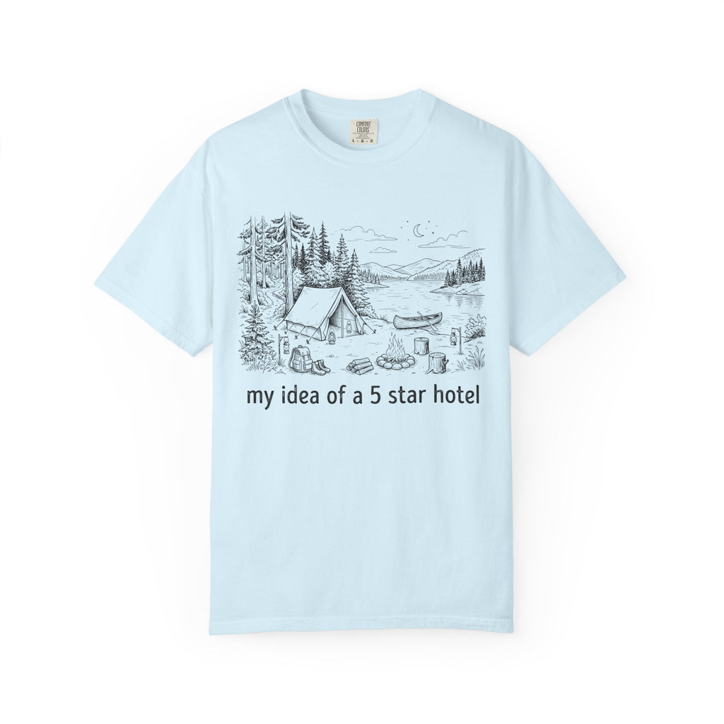 "Five Star Hotel Black Line Art" Unisex Garment-Dyed Tee