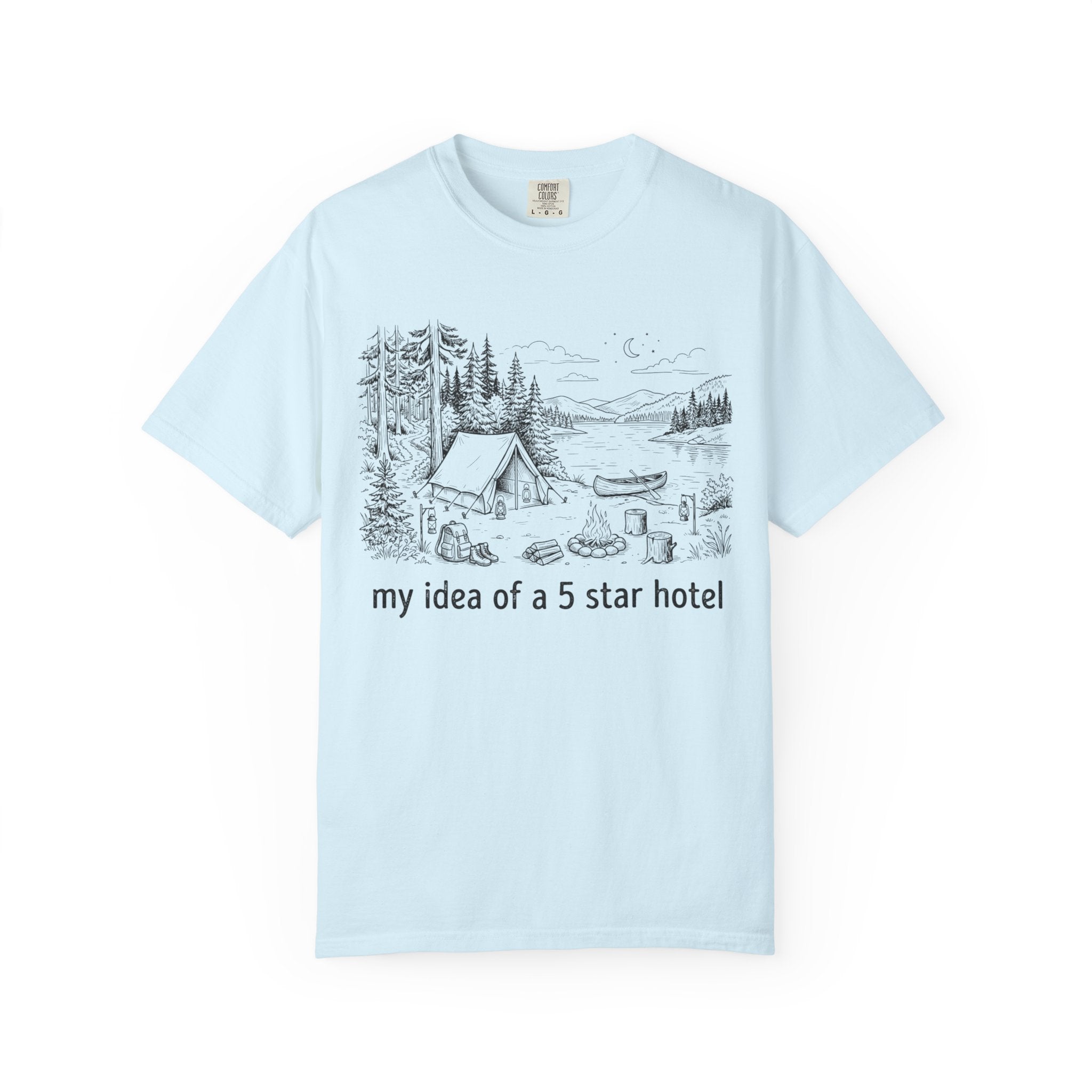 "Five Star Hotel Black Line Art" Unisex Garment-Dyed Tee