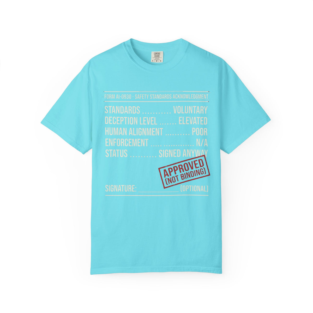 Color: Lagoon Blue | Approved (Not Binding) Unisex Garment-Dyed Tee